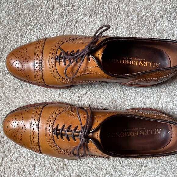 Allen Edmonds Strand Mens Cap Toe Oxford Dress Shoes 9.5 D Walnut Brown Leather - Picture 7 of 9